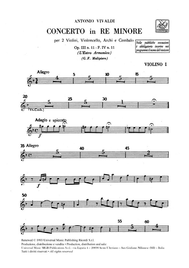 Concerti Per Vl. E Vc. Solisti, Archi E B.C.: